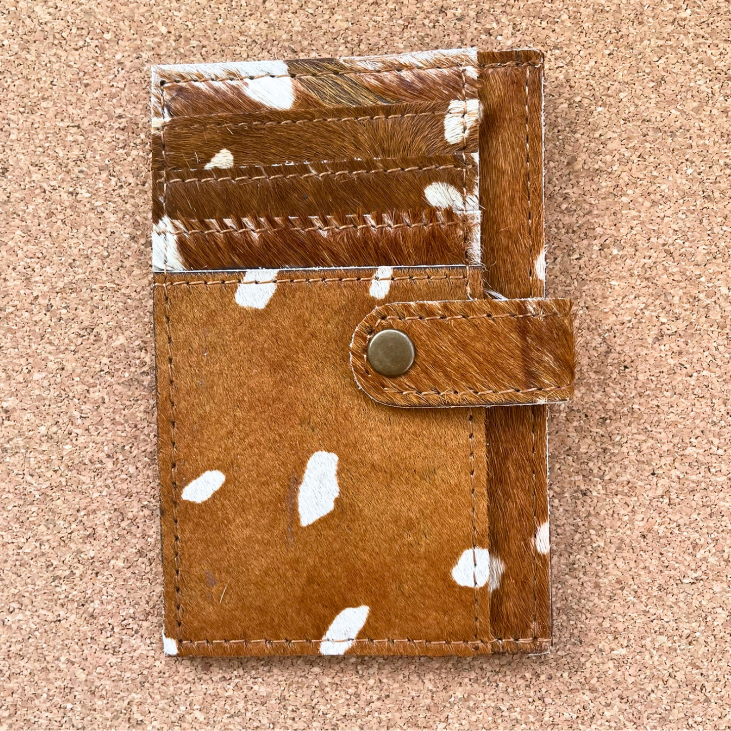 Brown Cowhide with White Spots Fur Women's Wallet