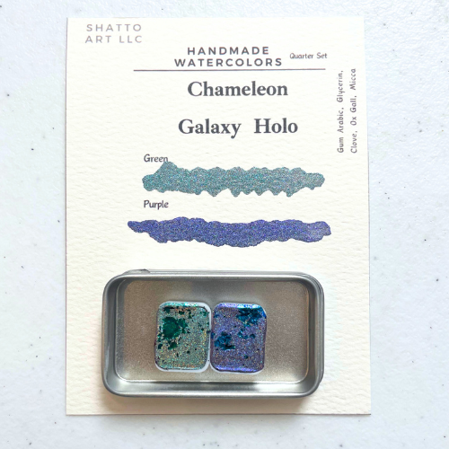 Chameleon Galaxy Holo Watercolor Set – Iridescent Handmade Paints by Shatto Art LLC Available in Mini or Quarter Pan Sets