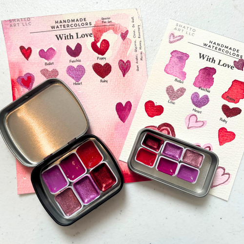 With Love Watercolor Palette – Handmade Shimmer & Matte Paints by Shatto Art LLC