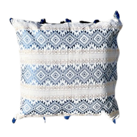 Navy and Cream Embroidered Guatemalan Pillowcases