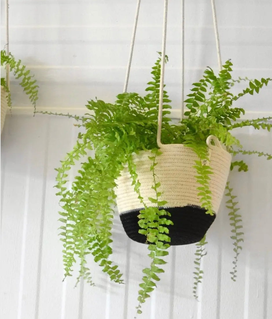 Hanging Planter Cover -Black Block Medium