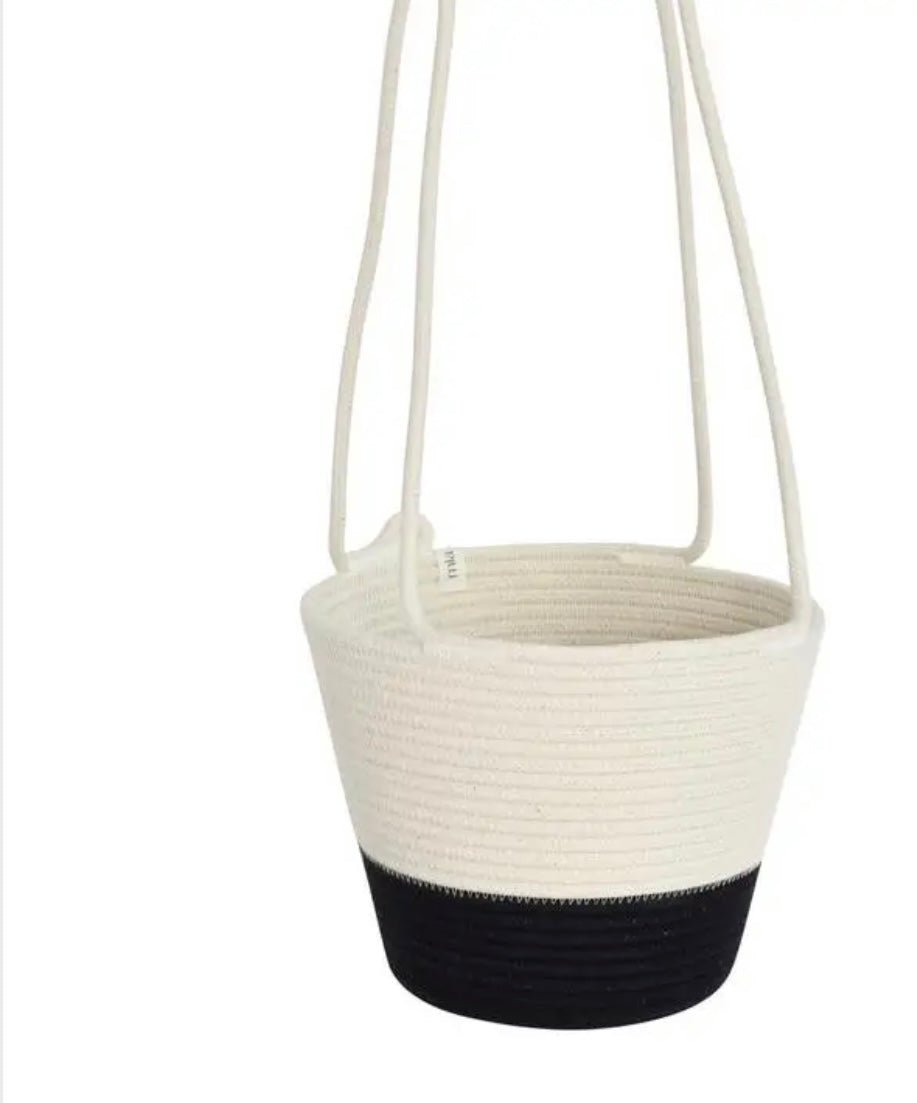 Hanging Planter Cover -Black Block Medium