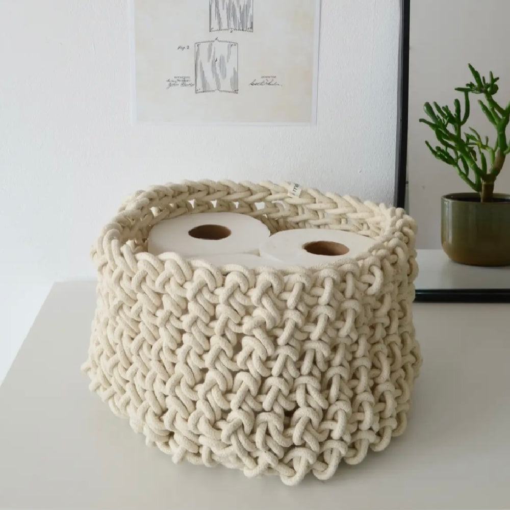 Ivory Braided Planter Cover/Storage Basket