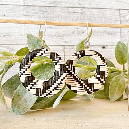 Black and White Woven Earrings