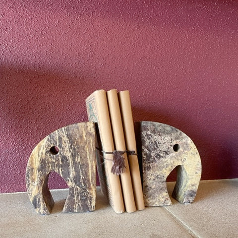 Elephant Soapstone Bookends- Set of 2