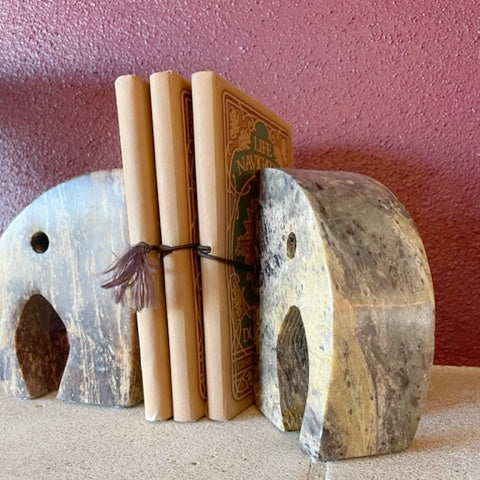 Elephant Soapstone Bookends- Set of 2