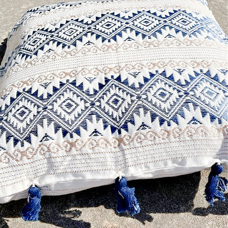 Navy and Cream Embroidered Guatemalan Pillowcases