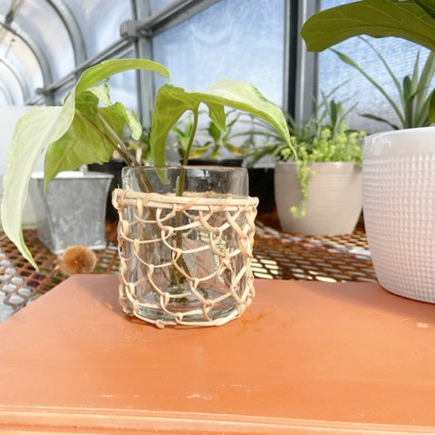 Rattan Wrapped Glass Votive Holder