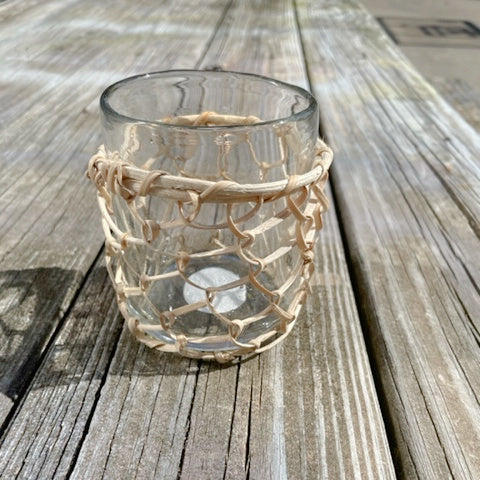 Rattan Wrapped Glass Votive Holder